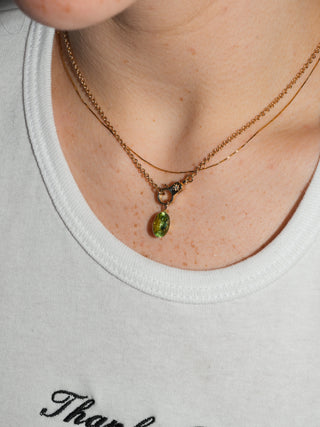 Fields Forever Green Tourmaline Oval Cut Charm in Yellow 14k Gold