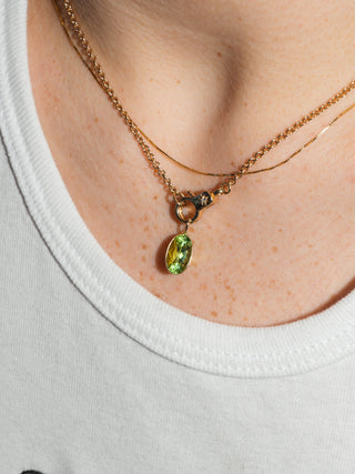 Fields Forever Green Tourmaline Oval Cut Charm in Yellow 14k Gold