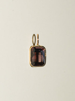 Nightshade Brown Tourmaline Emerald Cut Charm in Yellow 14k Gold