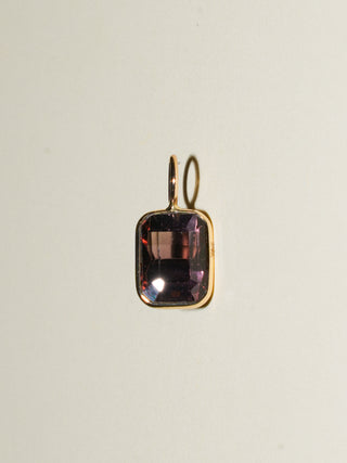 Nightshade Brown Tourmaline Emerald Cut Charm in Yellow 14k Gold