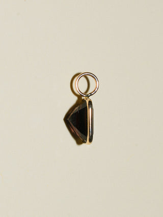 Nightshade Brown Tourmaline Emerald Cut Charm in Yellow 14k Gold