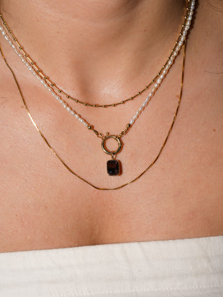Nightshade Brown Tourmaline Emerald Cut Charm in Yellow 14k Gold