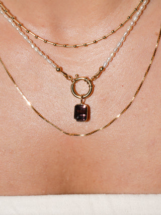 Nightshade Brown Tourmaline Emerald Cut Charm in Yellow 14k Gold