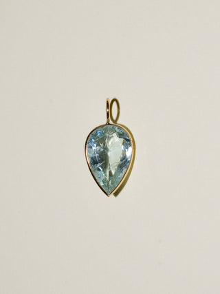 Soaked Aquamarine Inverted Pear Cut Charm in Yellow 14k Gold