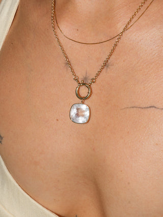 Mama Said Pink Beryl Cushion Cut Charm in Yellow 14k Gold