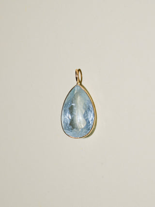 April Showers Aquamarine Teardrop Cut Charm in Yellow 14k Gold