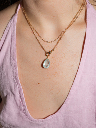 April Showers Aquamarine Teardrop Cut Charm in Yellow 14k Gold