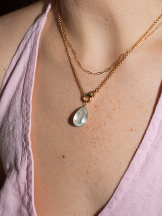 April Showers Aquamarine Teardrop Cut Charm in Yellow 14k Gold