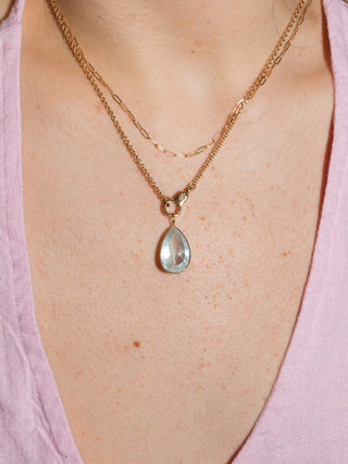 April Showers Aquamarine Teardrop Cut Charm in Yellow 14k Gold