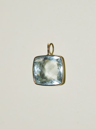 Let's Dip Aquamarine Cushion Cut Charm in Yellow 14k Gold