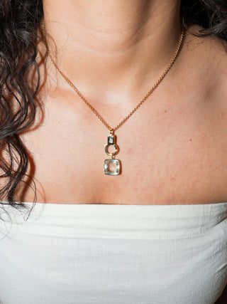 Let's Dip Aquamarine Cushion Cut Charm in Yellow 14k Gold