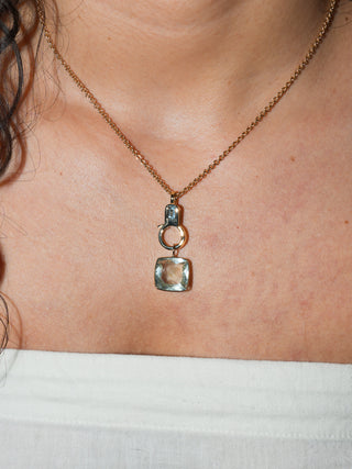 Let's Dip Aquamarine Cushion Cut Charm in Yellow 14k Gold