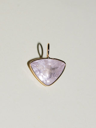 Rose Pink Beryl Inverted Trillion Charm in Yellow 14k Gold