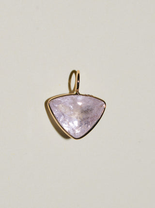 Rose Pink Beryl Inverted Trillion Charm in Yellow 14k Gold