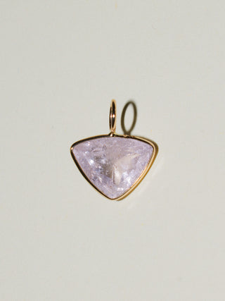 Rose Pink Beryl Inverted Trillion Charm in Yellow 14k Gold