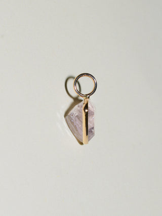 Rose Pink Beryl Inverted Trillion Charm in Yellow 14k Gold