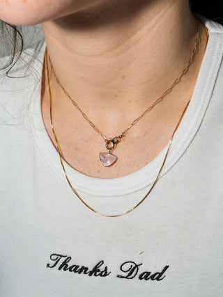 Rose Pink Beryl Inverted Trillion Charm in Yellow 14k Gold