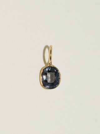 Noir Navy Spinel Cushion Cut Charm in Yellow 14k Gold