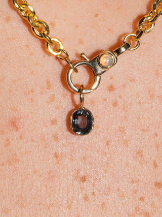 Noir Navy Spinel Cushion Cut Charm in Yellow 14k Gold