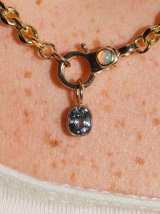 Sneaky Navy Spinel Cushion Cut Charm in Yellow 14k Gold