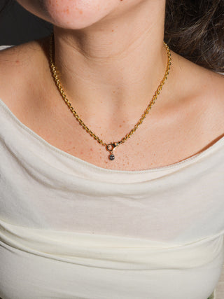 Sneaky Navy Spinel Cushion Cut Charm in Yellow 14k Gold