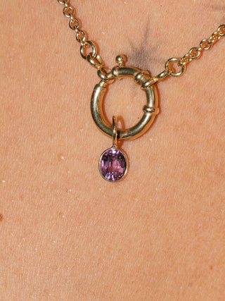 Lisa Spinel Oval Cut Charm in Yellow 14k Gold