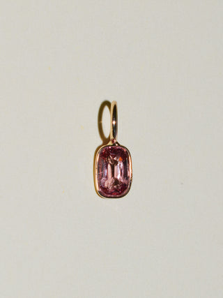 Cardamom Spinel Cushion Cut Charm in Yellow 14k Gold