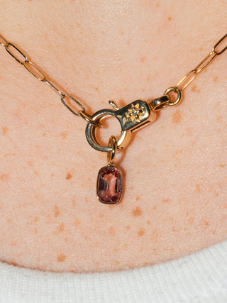 Cardamom Spinel Cushion Cut Charm in Yellow 14k Gold