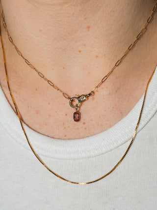 Cardamom Spinel Cushion Cut Charm in Yellow 14k Gold