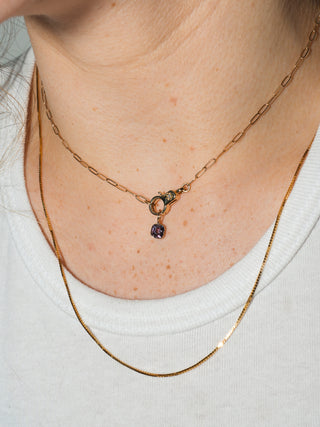 Sprinkled Spinel Cushion Cut Charm in Yellow 14k Gold