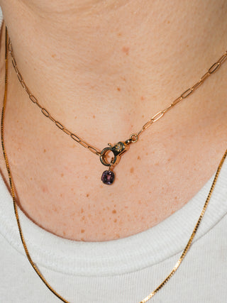 Sprinkled Spinel Cushion Cut Charm in Yellow 14k Gold