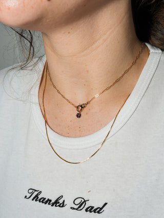 Sprinkled Spinel Cushion Cut Charm in Yellow 14k Gold