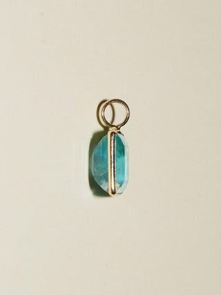 Dolphinnatic Fluorite Square Cut Charm in Yellow 14k Gold