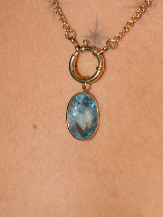 Ooby Fluorite Oval Cut Charm in Yellow 14k Gold