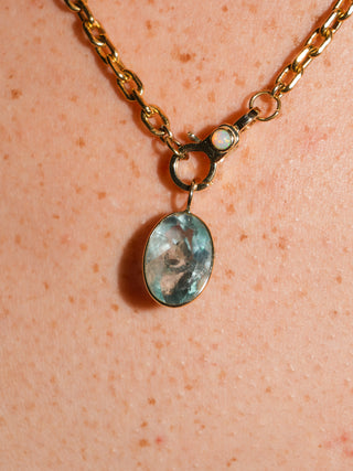 Come Swim Fluorite Oval Cut Charm in Yellow 14k Gold