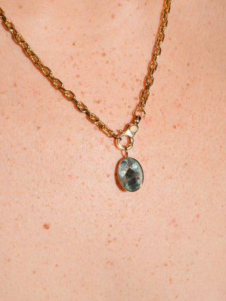 Come Swim Fluorite Oval Cut Charm in Yellow 14k Gold