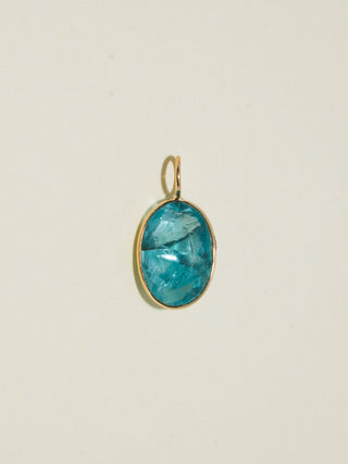 Flourescent Fluorite Oval Cut Charm in Yellow 14k Gold