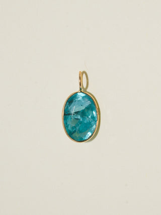 Flourescent Fluorite Oval Cut Charm in Yellow 14k Gold