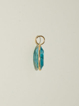 Flourescent Fluorite Oval Cut Charm in Yellow 14k Gold