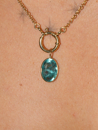Flourescent Fluorite Oval Cut Charm in Yellow 14k Gold