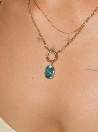 Flourescent Fluorite Oval Cut Charm in Yellow 14k Gold