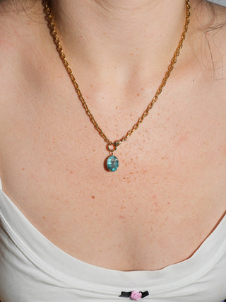 Catamaran Fluroite Oval Cut Charm in Yellow 14k Gold