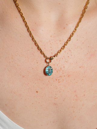 Catamaran Fluroite Oval Cut Charm in Yellow 14k Gold