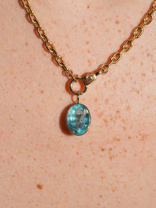 Catamaran Fluroite Oval Cut Charm in Yellow 14k Gold