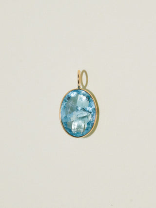 Leslie Les Sea Fluorite Oval Cut Charm in Yellow 14k Gold