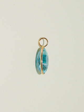 Big Wave Fluorite Oval Cut Charm in Yellow 14k Gold