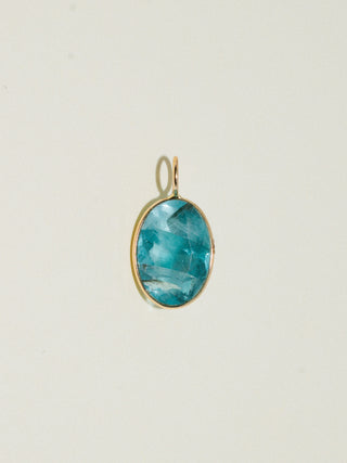 Big Wave Fluorite Oval Cut Charm in Yellow 14k Gold