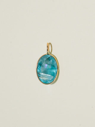 Big Wave Fluorite Oval Cut Charm in Yellow 14k Gold