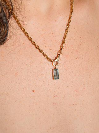 Beach Bev Fluorite Emerald Cut Charm in Yellow 14k Gold