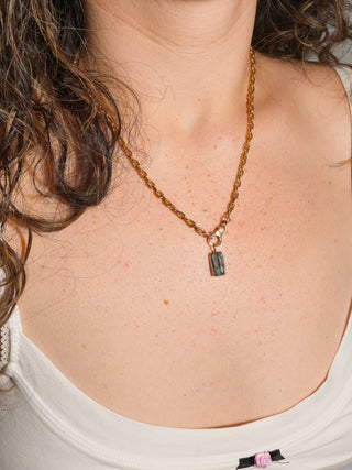 Beach Bev Fluorite Emerald Cut Charm in Yellow 14k Gold